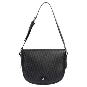 Pre Owned Aigner Black/Grey Coated Canvas Messenger Bag