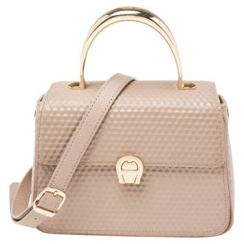 Pre Owned Aigner Pink Leather Genoveva Top Handle Bag