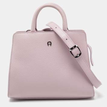 Pre Owned Aigner Lavender Grained Leather Cybill Tote