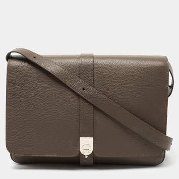 Pre Owned Aigner Brown Leather Flap Shoulder Bag