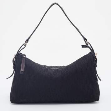 مملوكة مسبقًا Aigner Black Signature Canvas And Leather Shoulder Bag