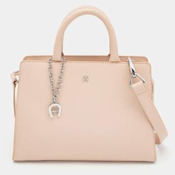 Pre Owned Aigner Pink Grained Leather Cybill Tote