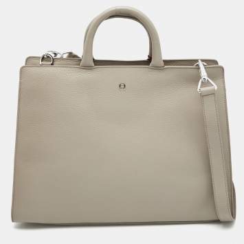 Pre Owned Aigner Beige Leather Large Cybill Tote