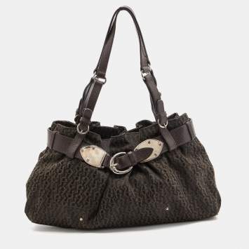 Pre Owned Aigner Brown Signature Canvas and Leather Shoulder Bag