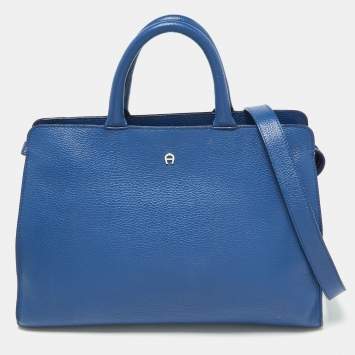 Pre Owned Aigner Blue Leather Cybill Tote