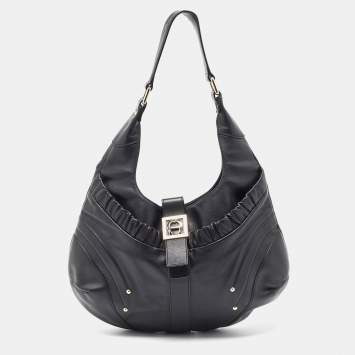 Pre Owned Aigner Black Leather Hobo