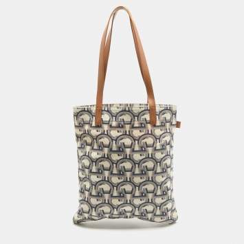 Pre Owned Aigner Beige/Blue Signature Canvas Tote