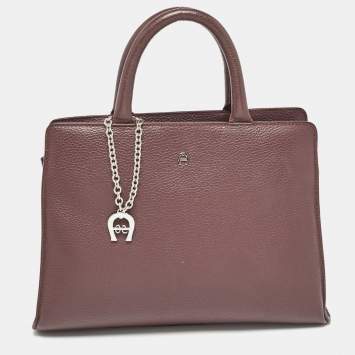 Pre Owned Aigner Burgundy Leather Cybill Tote