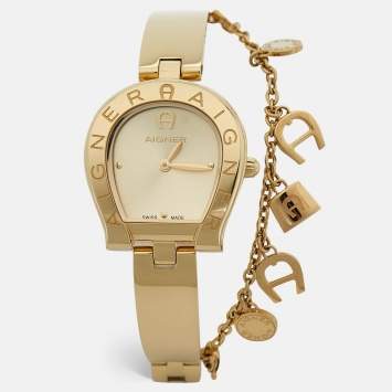 Pre Owned Aigner Champagne Gold Plated Stainless Steel Enna AGW264003 Women's Wristwatch 25.60 mm