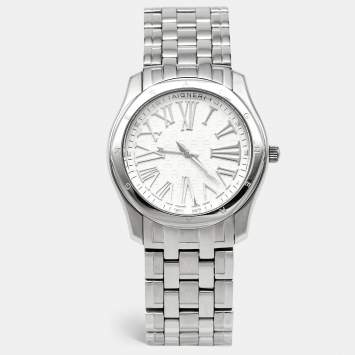 Pre Owned Aigner Lazio A42200 Silver White Dial Stainless Steel Women's Wristwatch 36 mm