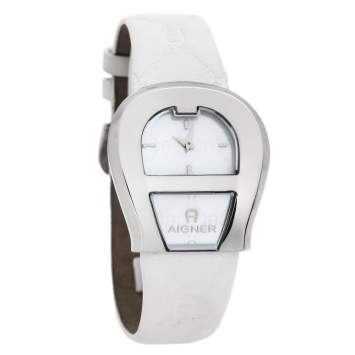 Pre Owned Aigner Mother of Pearl Gold Plated Stainless Steel Venezia A39200 Women's Wristwatch 36 mm
