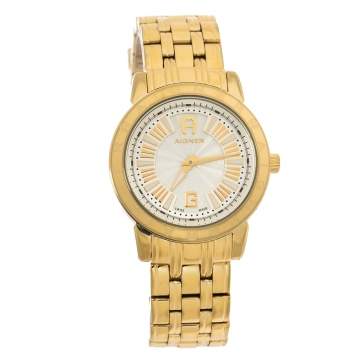 Pre Owned Aigner Gold Plated Stainless Steel Cortina A26300 Women's Wristwatch 36 mm
