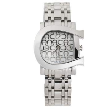 Pre Owned Aigner White Mother Of Pearl Stainless Steel Genua Due A31600 Women's Wristwatch 31 mm