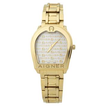 Pre Owned Aigner White Mother of Pearl Gold Plated Stainless Steel Verona A48100 Women's Wristwatch 33MM