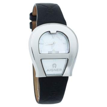 Pre Owned Aigner Mother of Pearl Gold Plated Stainless Steel Venezia A39200 Women's Wristwatch 36 mm