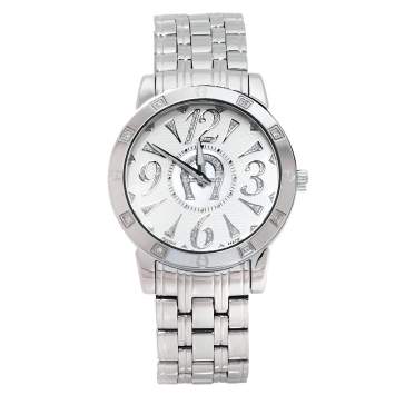 Pre Owned Aigner Silver White Mother Of Pearl Stainless Steel Diamonds Cortina A26300 Women's Wristwatch 36 MM