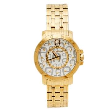 Pre Owned Aigner Silver Gold Plated Stainless Steel Triento A09300 Women's Wristwatch 38 mm