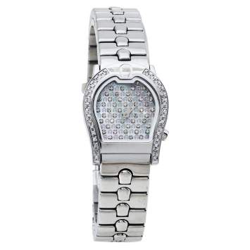 Pre Owned Aigner Mother of Pearl Stainless Steel Diamond Ravenna A02200 Women's Wristwatch 24 mm