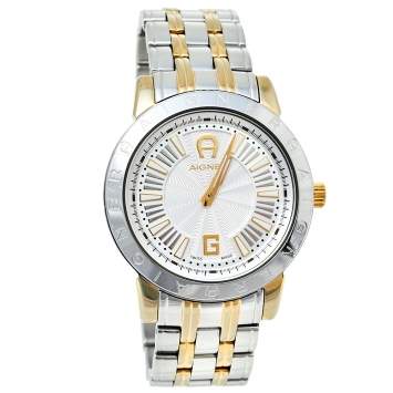 Pre Owned Aigner Silver Two-Tone Stainless Steel Cortina A26300 Women's Wristwatch 36 mm