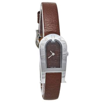 Pre Owned Aigner Brown Stainless Steel Leather Olbia A29000 Women's Wristwatch 20 mm