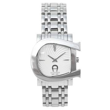 Pre Owned Aigner Silver Swirl Stainless Steel Genua Due A31600 Women's Wristwatch 31 mm