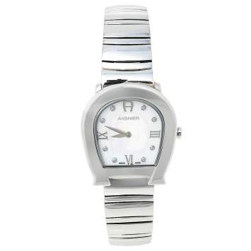 Pre Owned Aigner Mother of Pearl Stainless Steel Messina A40200 Women's Wristwatch 29 mm