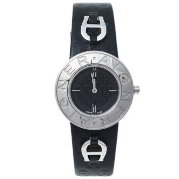 Pre Owned Aigner Black Stainless Steel Leather Aversa A51200 Women's Wristwatch 32 mm