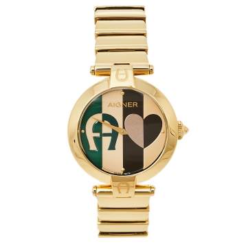 Pre Owned Aigner Multicolor Gold Plated Stainless Steel Siena A16200 Women's Wristwatch 36 mm
