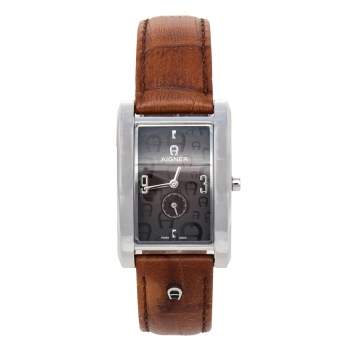 Pre Owned Aigner Brown Stainless Steel Leather Modena Nudo A16200 Women's Wristwatch 26 mm