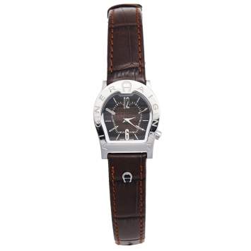 Pre Owned Aigner Brown Stainless Steel Leather Verona Nuovo Women's Wristwatch 24 mm