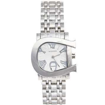 Pre Owned Aigner Silver Stainless Steel Genua Due A31600 Women's Wristwatch 31 mm