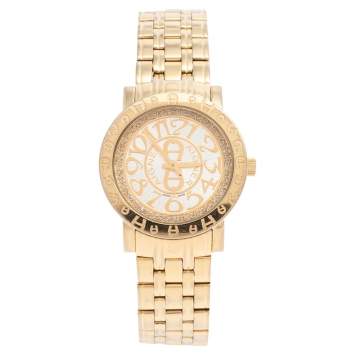 Pre Owned Aigner Champagne Gold Plated Stainless Steel Cortina A26300 Women's Wristwatch 35 mm 