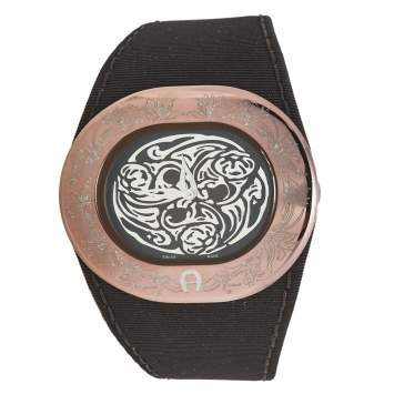 Pre Owned Aigner Silver Brown  PVD Coated Stainless Steel Fabric Ravello Due A21000 Women's Wristwatch  43 mm