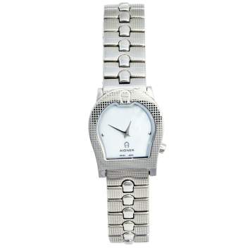 Pre Owned Aigner Mother of Pearl Stainless Steel Ravenna Quadro A02200 Women's Wristwatch 24 mm 