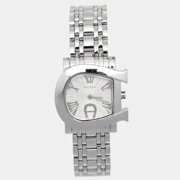 Pre Owned Aigner Silver Stainless Steel Genua Due A31600 Women's Wristwatch 31 mm