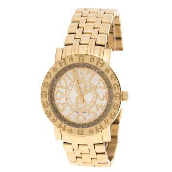 Pre Owned Aigner Champagne Gold Plated Stainless Steel A26337 Women's Wristwatch 36MM