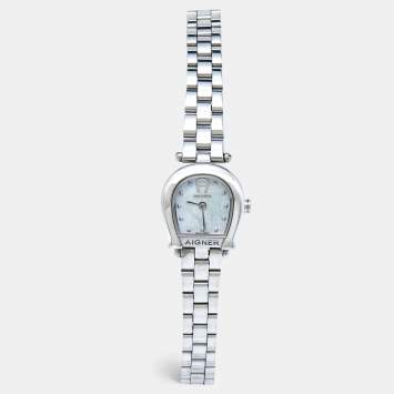 Pre Owned Aigner Mother of Pearl Stainless Steel Muggia A119200 Women's Wristwatch 19 mm 