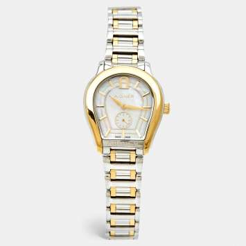 Pre Owned Aigner Mother Of Pearl Two-Tone Stainless Steel Vicenza A111200 Women's Wristwatch 30 mm