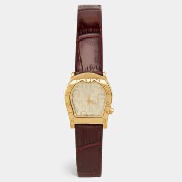 Pre Owned Aigner Champagne Gold Plated Stainless Steel Verona Nuovo A22200 Women's Wristwatch 24 mm