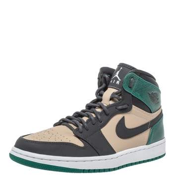 Pre Owned Air Jordan 1 x Nike Tricolor Leather Retro Celtics High Top Sneakers Size 38.5 