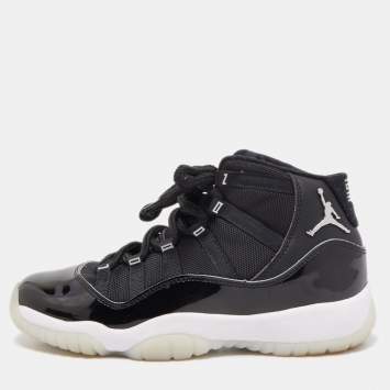 Pre Owned Air Jordans Black Mesh and Leather Jordan 11 Retro Jubilee Sneakers Size 38