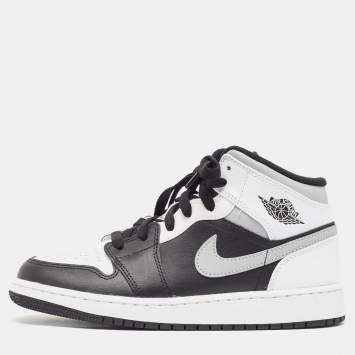 Pre Owned Air Jordans White/Black Leather Air Jordan 1 Shadow Sneakers Size 37.5