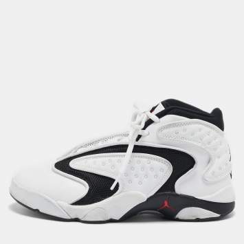 Pre Owned Air Jordans White Leather and Mesh Jordan OG White Black Sneakers Size 38.5