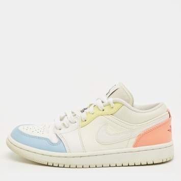 Pre Owned Air Jordans Multicolor Leather Air Jordan 1 Low Top Sneakers Size 38