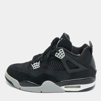 مملوكة مسبقًا Air Jordans Black Denim and Rubber Jordan 4 High Top Sneakers Size 38