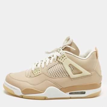 مملوكة مسبقًا Air Jordans Jordan 4 Retro Shimmer Size 44.5 Beige Durabuck Leather High Top Sneakers