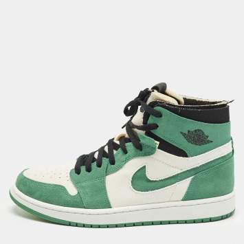 Pre Owned Air Jordans Jordan 1 Zoom Air CMFT Stadium Green Size 44.5 Multicolor Canvas and Suede High Top Sneakers
