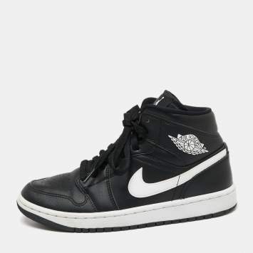 Pre Owned Air Jordan x Nike Black/White Leather Air Jordan 1 Retro High Yin Yang Sneakers Size 38.5