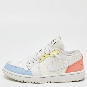 Pre Owned Air Jordans White Leather and Mesh Jordan 1 To My First Coach Sneakers Size 38
