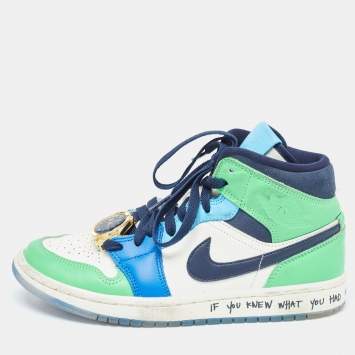 Pre Owned Air Jordan X Melody Ehsani Multicolor Leather Jordan 1 Mid SE Fearless Sneakers Size 38